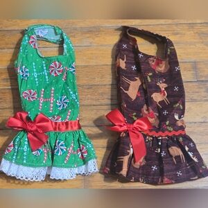 2 PC Dog Christmas Dog Dresses XS Dog Clothing